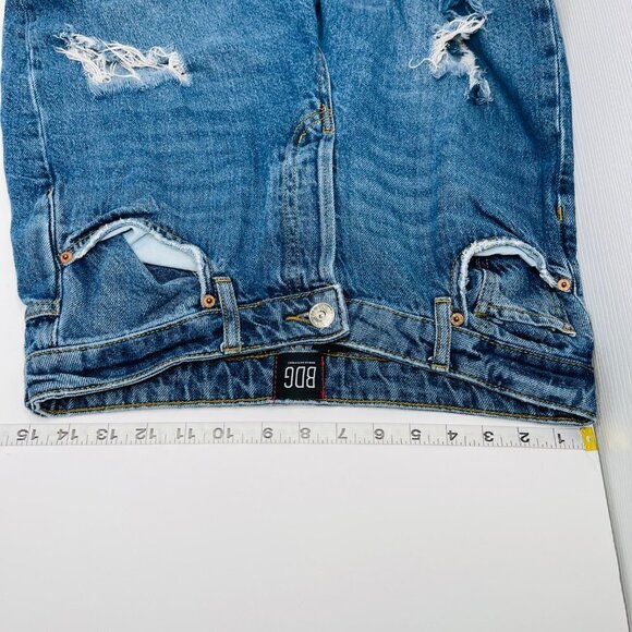 BDG Women's Slim Straight Baggy Jeans Size 30 Ripped High Rise Button Fly Blue - Picture 6 of 9